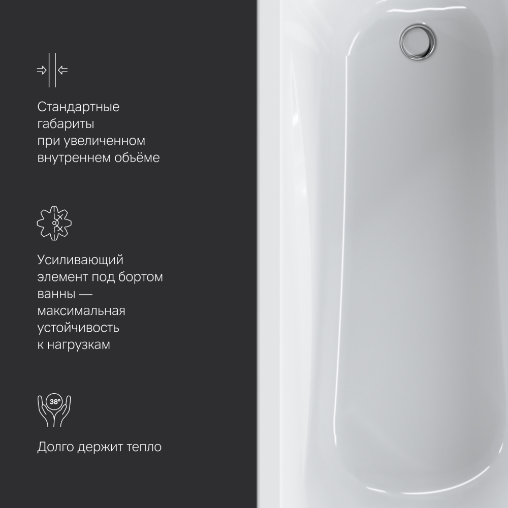 Ванна Sense W76A-170-070W-A, Белый