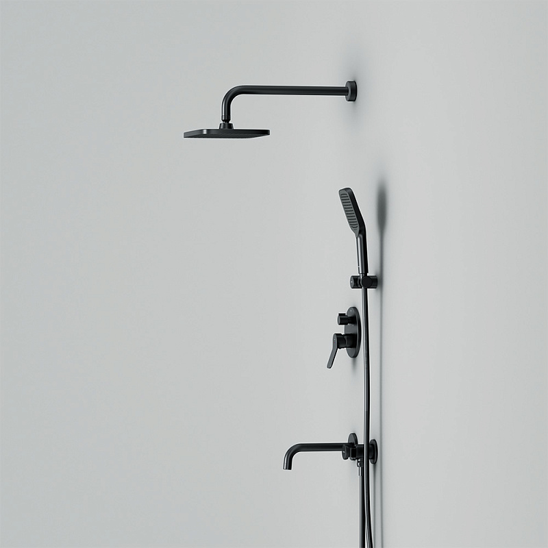 Встраиваемая душевая система AM.PM X-Joy FB85A3RH42 черный: тропический верхний душ, излив с душевой лейкой