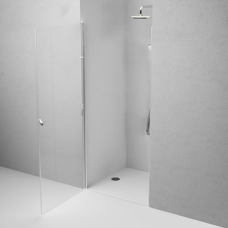 Душевая перегородка с дверью 90x190 AM.PM Sunny W87G-90-1P-MT прозрачное стекло, профиль серебристый