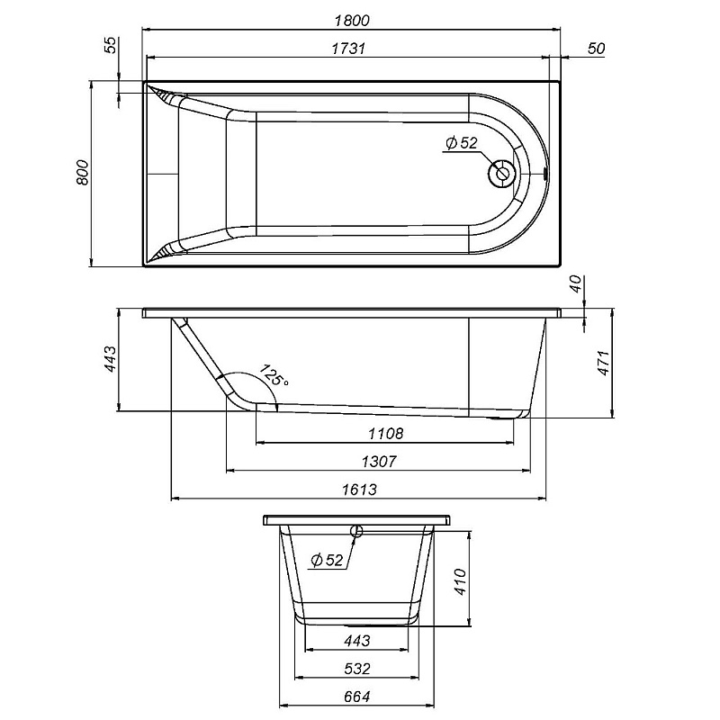 Каркас для ванны 180 AM.PM Spirit W72A-180-080W-R2
