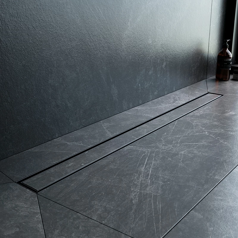 Душевой трап (лоток) 90 AM.PM MasterFlow W01SC-U11-090-04BM комбинированный затвор с черной матовой решеткой под плитку