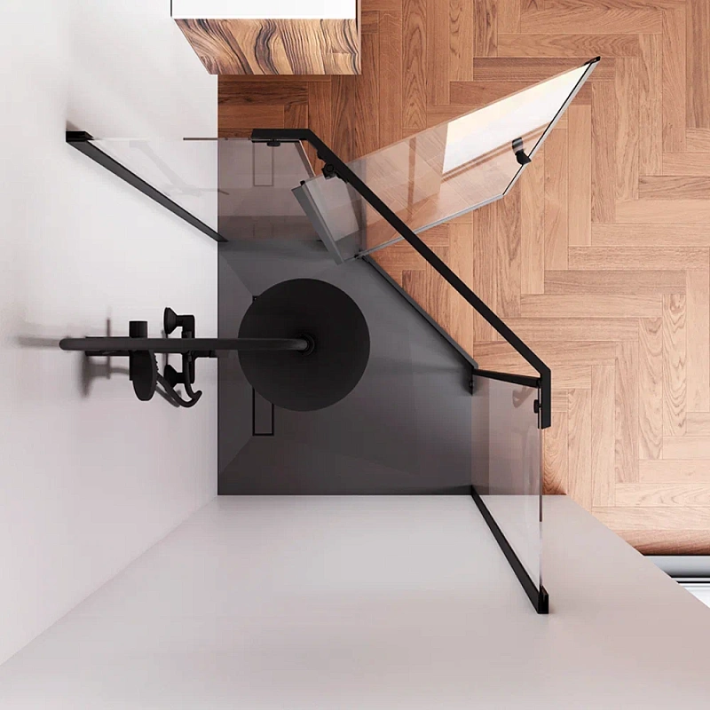 Душевое ограждение без поддона 90x90 AM.PM Sunny W87G-405-9090-BT профиль черный матовый