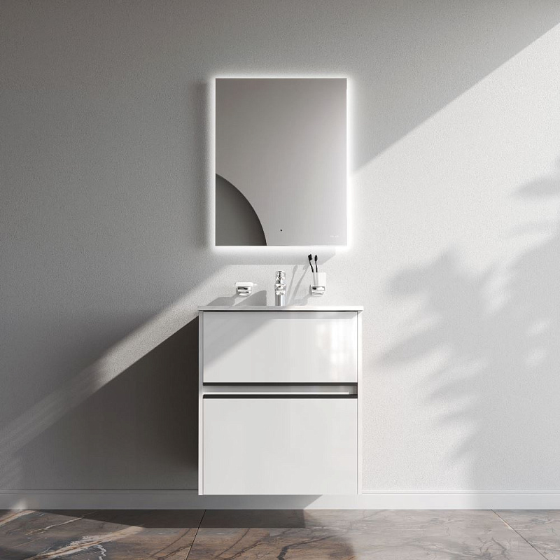 Тумба под раковину 60 AM.PM Sense M7BFUX0602WG подвесная/напольная на ножках, белый глянец