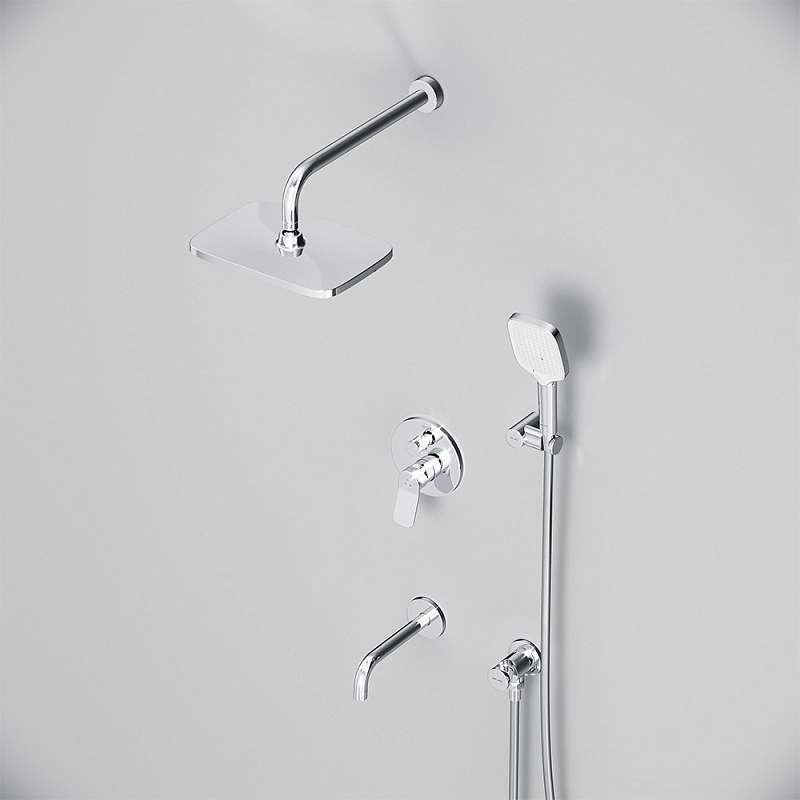 Встраиваемая душевая система AM.PM X-Joy FB85A3RH40 хром: тропический верхний душ, излив с душевой лейкой