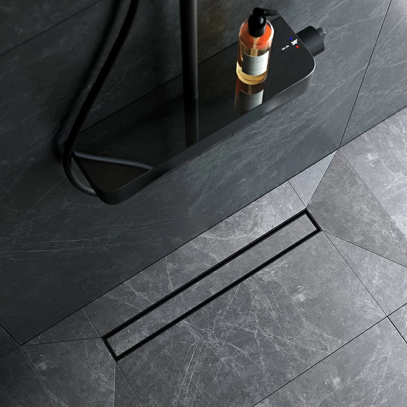 Душевой трап (лоток) 60 AM.PM MasterFlow W01SC-U11-060-04BM комбинированный затвор с черной матовой решеткой под плитку