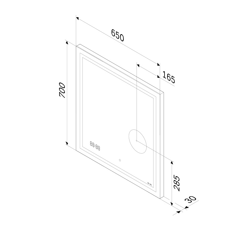 Зеркало с подсветкой в ванную прямоугольное 65 AM.PM Gem M91AMOX0653WG сенсорное с часами и косметическим зеркалом