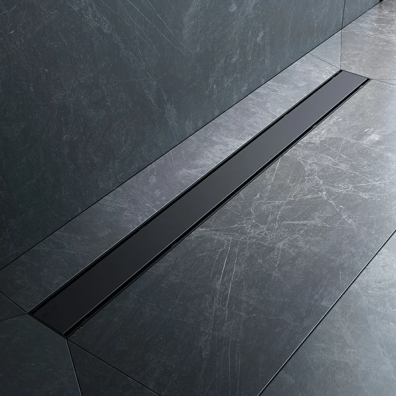 Душевой трап (лоток) 90 AM.PM PrimeFlow W02SC-U11-090-04BM комбинированный затвор с черной матовой решеткой под плитку