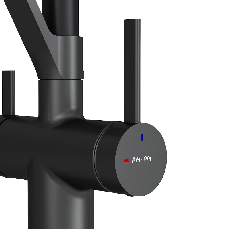 Смеситель для кухни AM.PM Func F8F07822 высокий, черный с каналом для питьевой воды и гибким черным изливом