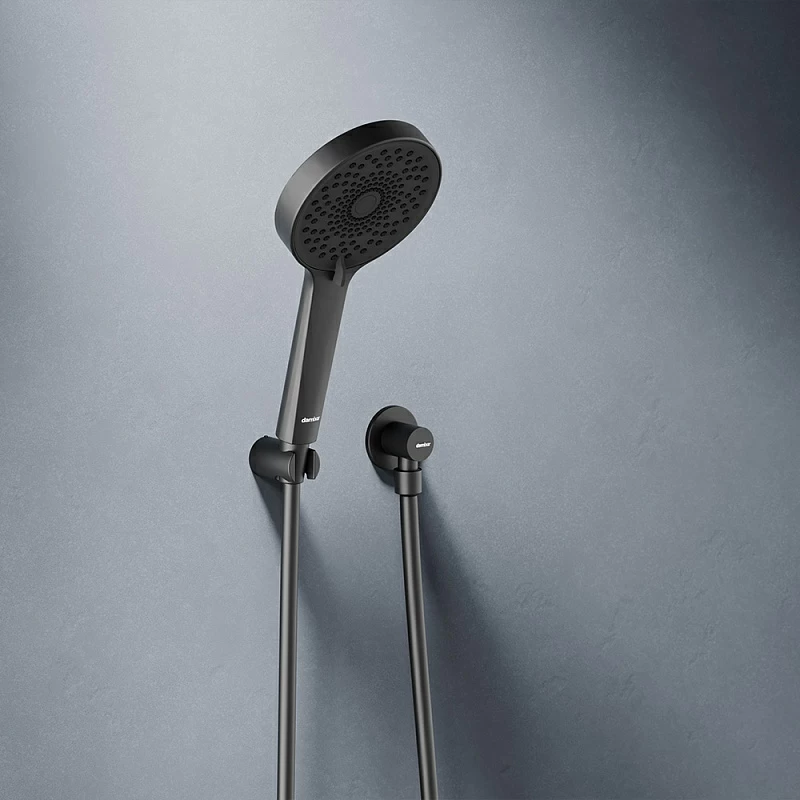 Встраиваемая душевая система Damixa Apollo 947520300 черная: тропический верхний душ, ручной душ