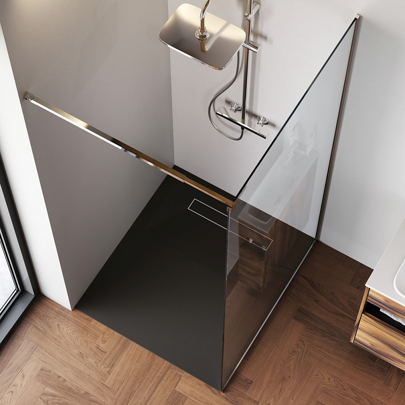 Душевая перегородка 100x200 AM.PM Func W84WI-100-F1-MTE прозрачное стекло, профиль серебристый