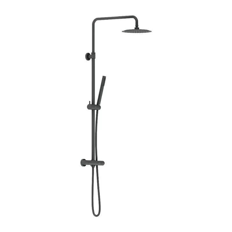Душевая система Damixa Scandinavian Pure 936800300 стойка с тропическим душем, термостатом, смесителем, черная матовая