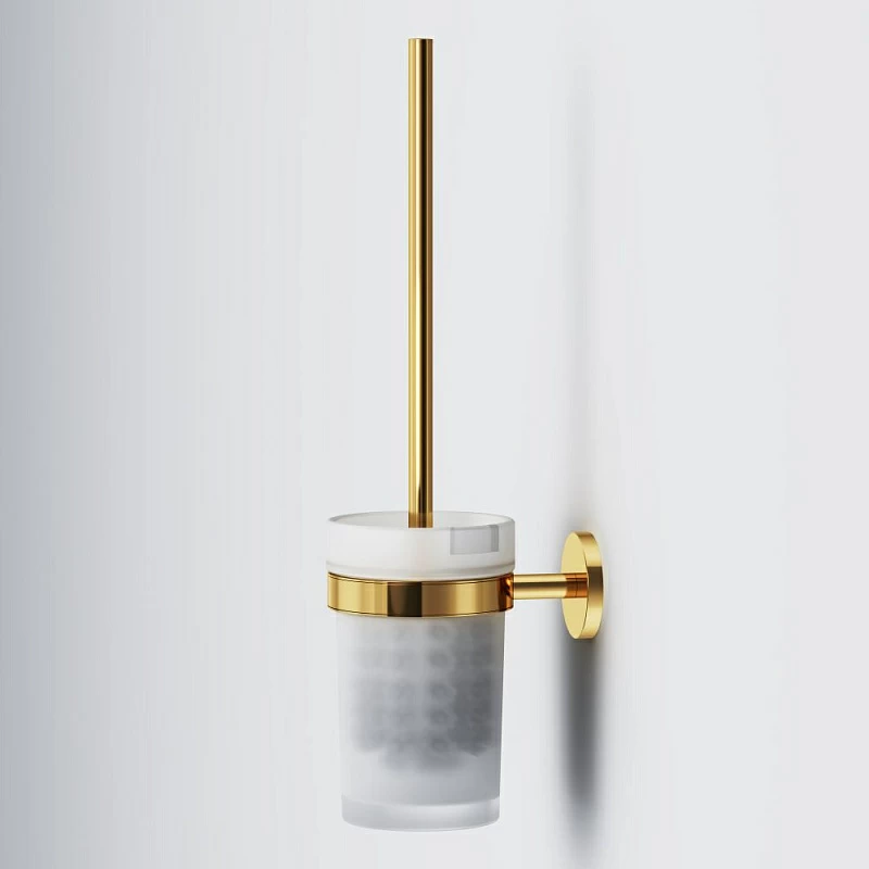 Ершик для унитаза AM.PM X-Joy A85A33399 со стеклянной настенной подставкой, золото
