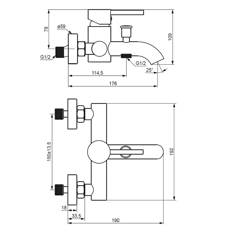 Смеситель для ванны и душа Damixa Scandinavian Pure 361000300