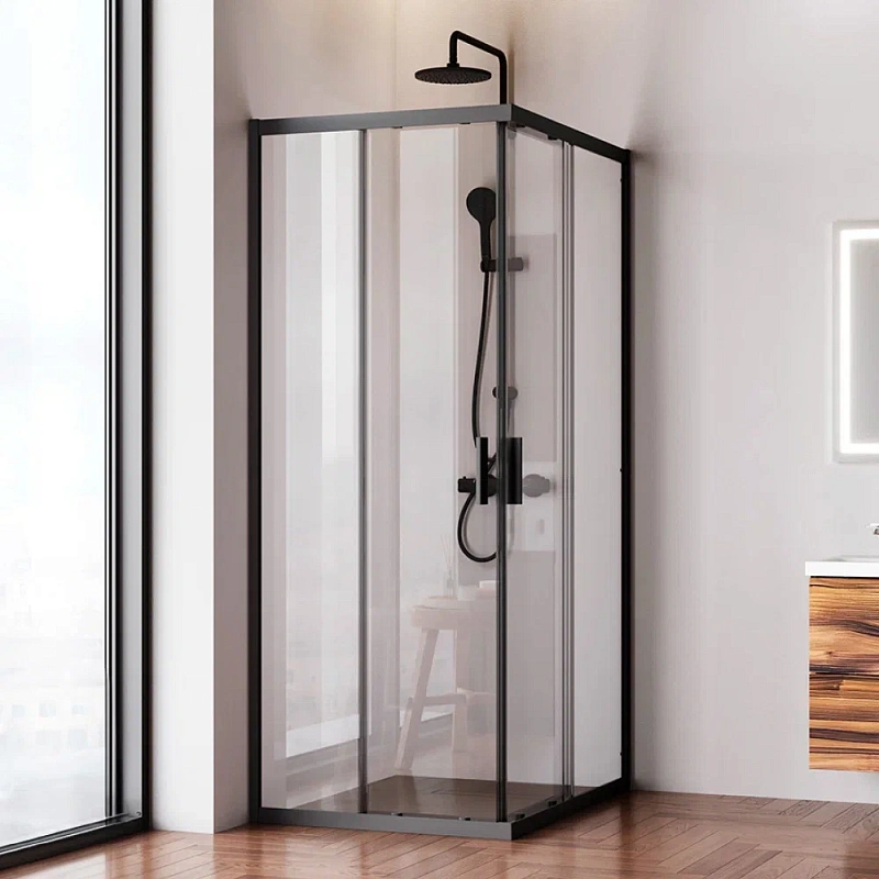 Душевое ограждение без поддона 80x100 AM.PM Gem W90G-403-100280-BT профиль черный матовый