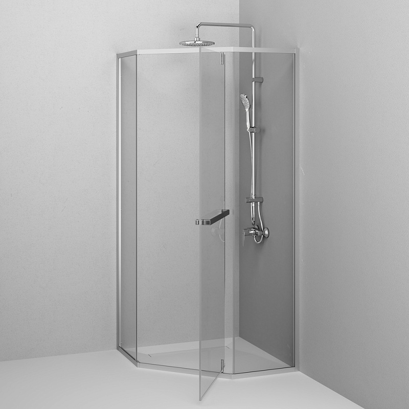 Душевое ограждение без поддона 90x90 AM.PM Gem W90G-405-9090-MT профиль серебристый