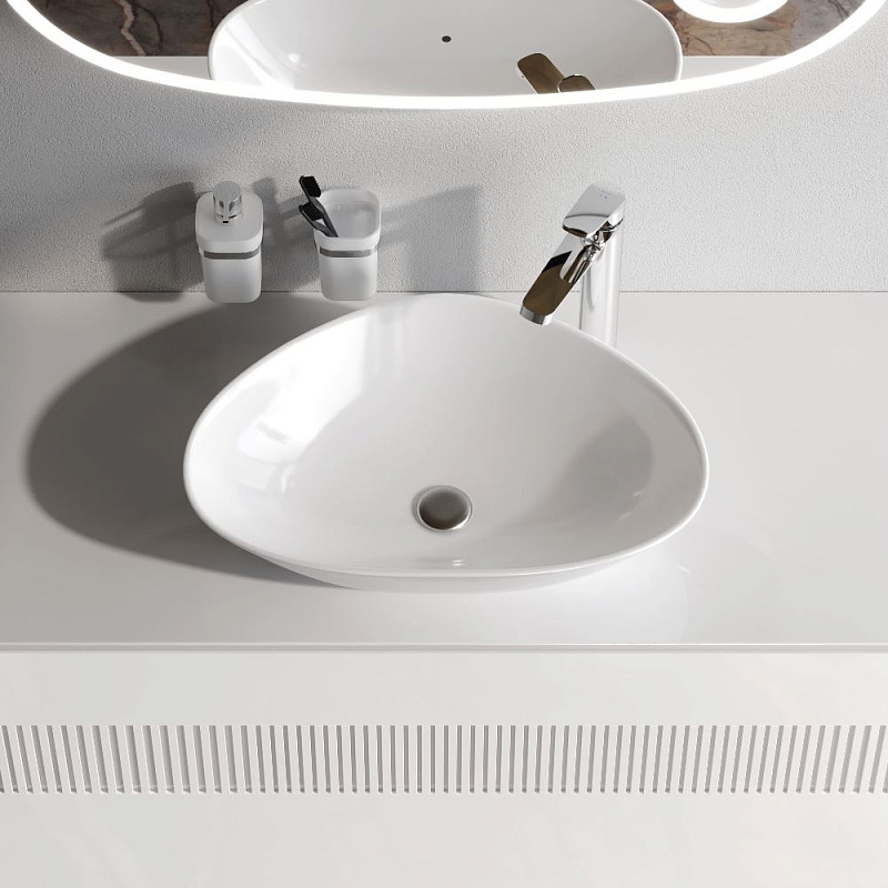 Раковина накладная 60 AM.PM Func M8FWCC50600WG ассиметричная белая