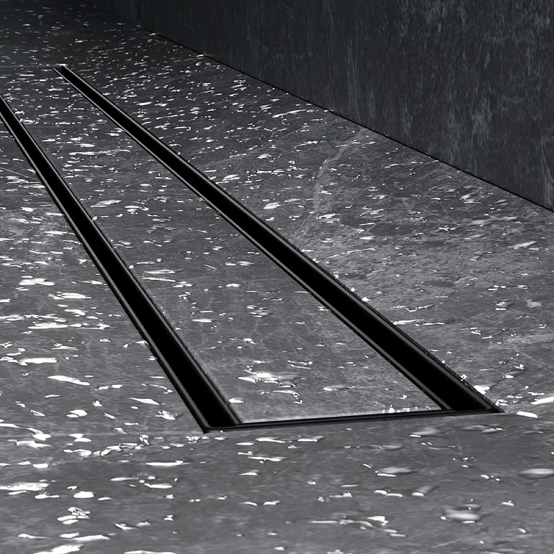 Душевой трап (лоток) 90 AM.PM MasterFlow W01SC-U11-090-04BM комбинированный затвор с черной матовой решеткой под плитку