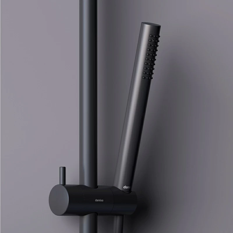 Душевая система Damixa Scandinavian Pure 936780300 стойка с тропическим душем, смесителем, черная матовая