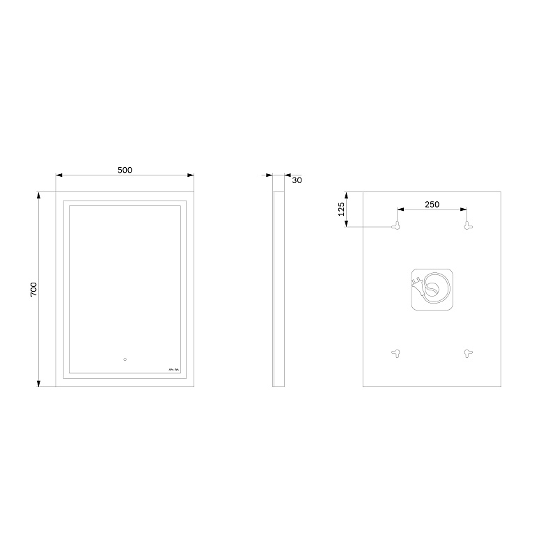 Зеркало с подсветкой в ванную прямоугольное 50 AM.PM Gem M91AMOX0501WG сенсорное
