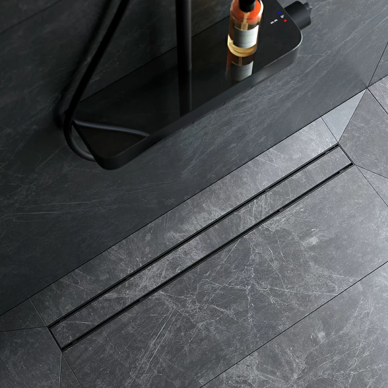 Душевой трап (лоток) 90 AM.PM PrimeFlow W02SC-U11-090-04BM комбинированный затвор с черной матовой решеткой под плитку