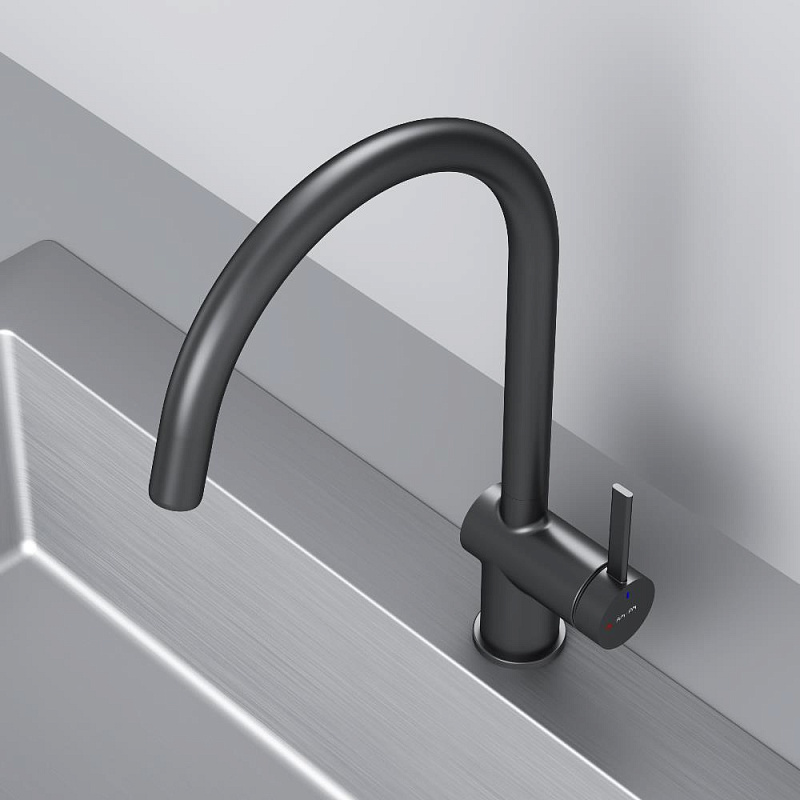 Смеситель для кухни AM.PM Func F8F07022 высокий с С-изливом, черный