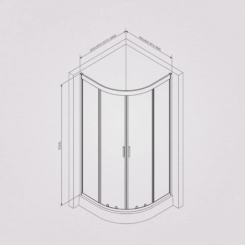 Душевое ограждение без поддона 90x90 AM.PM Gem W90G-401-090BT профиль чёрный матовый