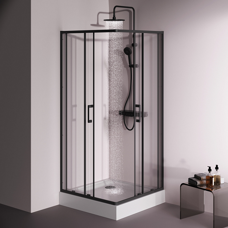 Душевое ограждение без поддона 90x90 AM.PM Above W9XG-403-9090-BT профиль черный
