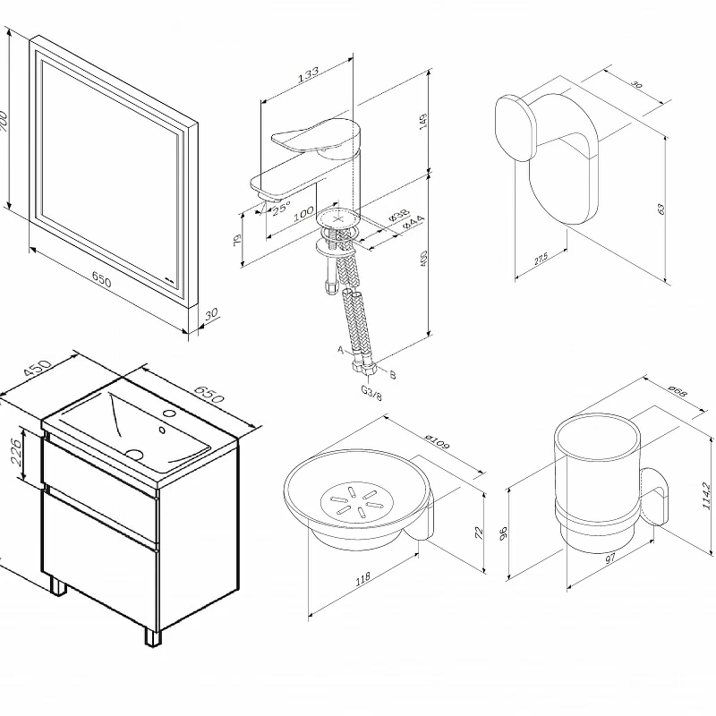 Секция мебели для ванной AM.PM X-Joy BK85GL