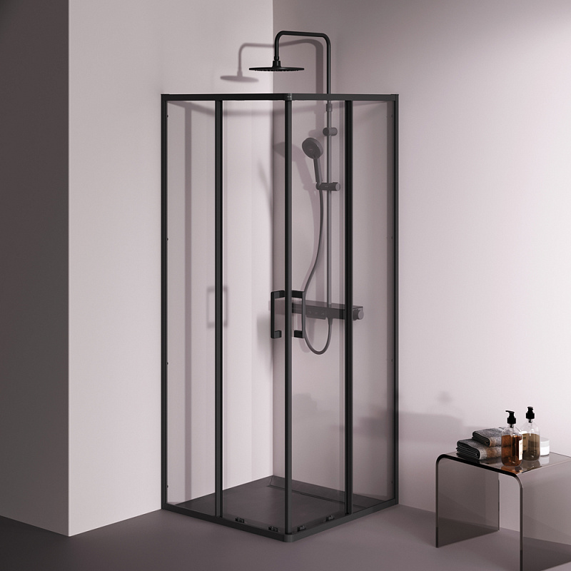 Душевое ограждение без поддона 80x80 AM.PM Above W9XG-403-8080-BT профиль черный
