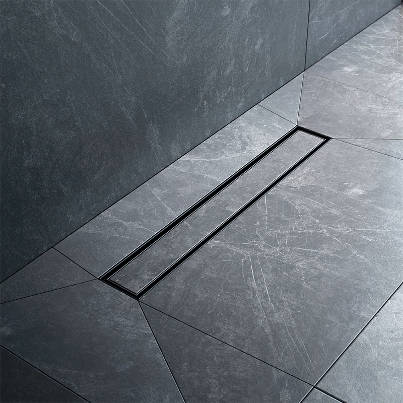 Душевой трап (лоток) 50 AM.PM MasterFlow W01SC-U11-050-04BM комбинированный затвор с черной матовой решеткой под плитку