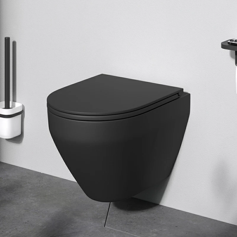 Унитаз подвесной AM.PM Spirit 2.0 C701700MBSC безободковый с сиденьем микролифт, черный матовый