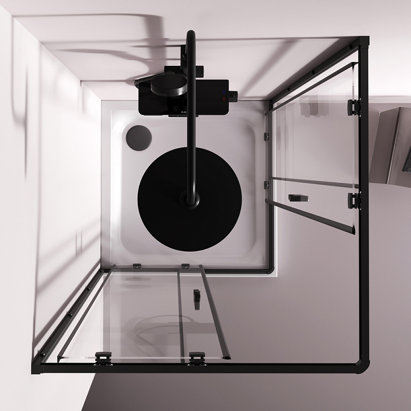 Душевое ограждение без поддона 90x90 AM.PM Above W9XG-403-9090-BT профиль черный