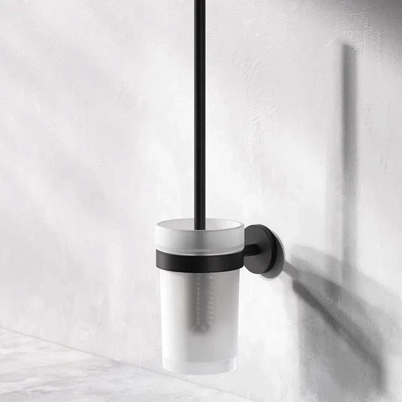 Ершик для унитаза AM.PM X-Joy A85A33322 со стеклянной настенной подставкой, черный