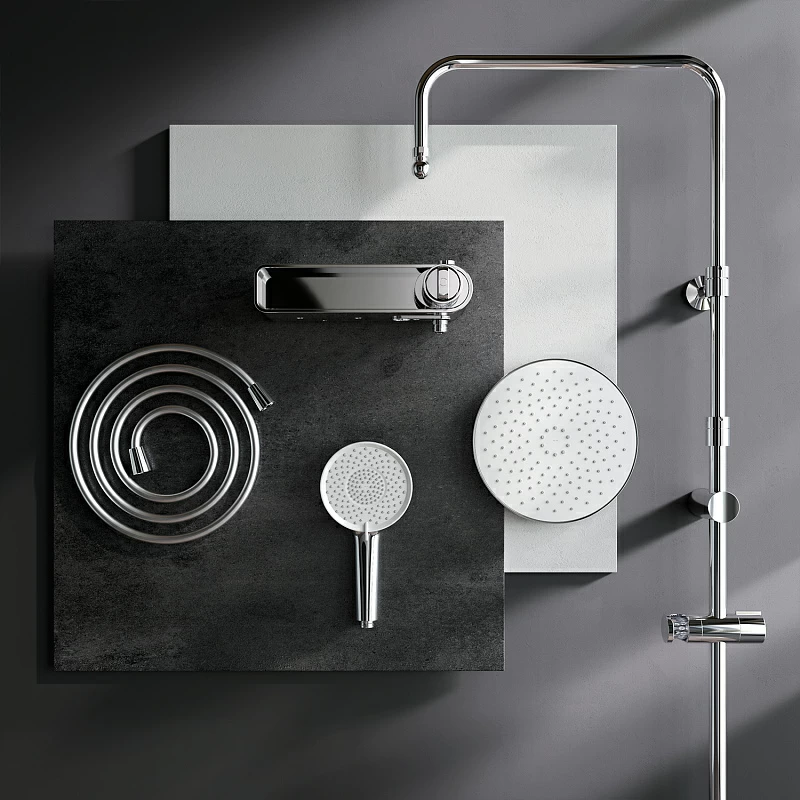 Душевая система AM.PM X-Joy F0785A600 стойка с тропическим душем, смесителем, хром