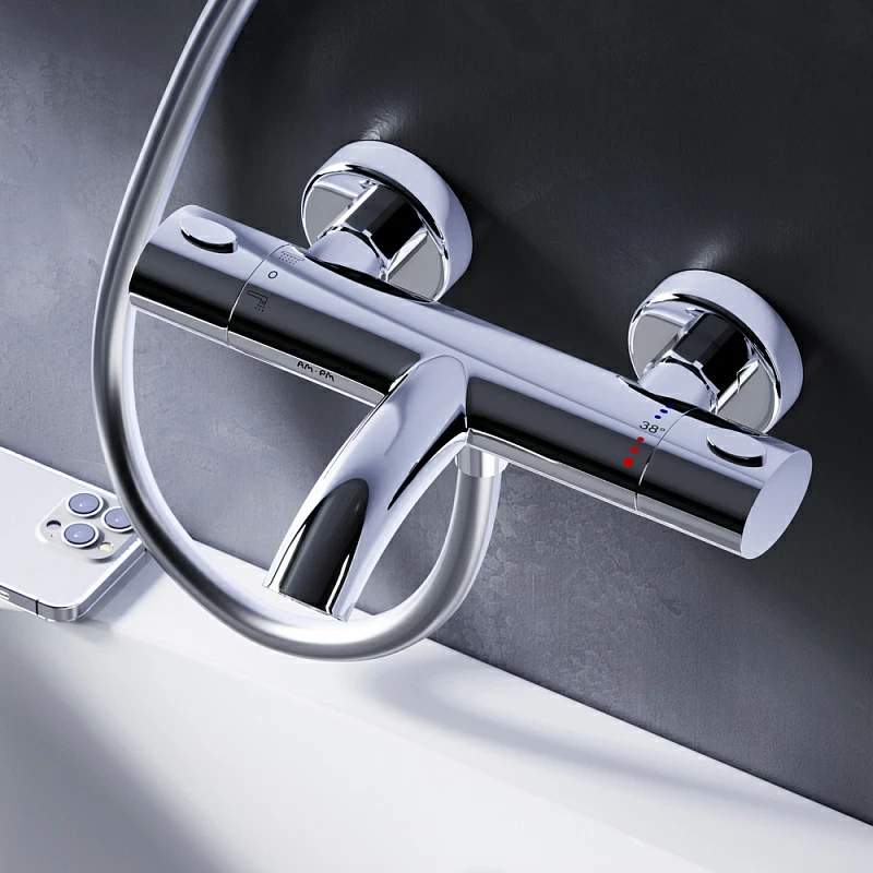 Смеситель для ванны и душа AM.PM Sense F7550064 термостат, хром
