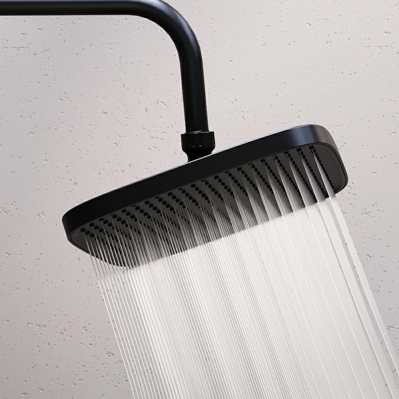 Душевая система Damixa Gala 953810300 стойка с тропическим душем, термостатом, смесителем, черная матовая