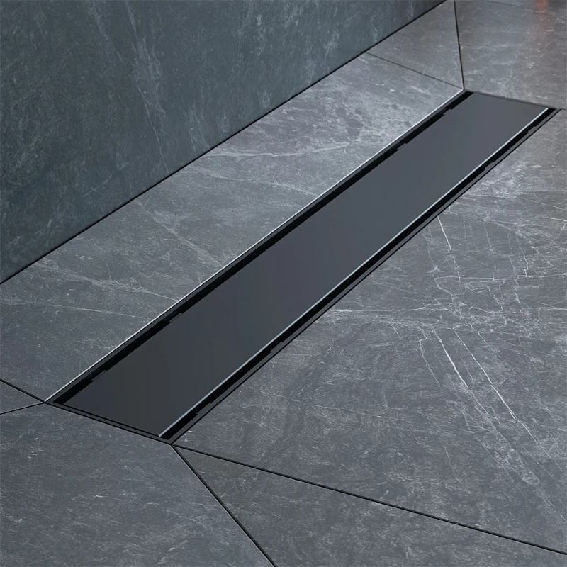 Душевой трап (лоток) 50 AM.PM PrimeFlow W02SC-U11-050-04BM комбинированный затвор с черной матовой решеткой под плитку