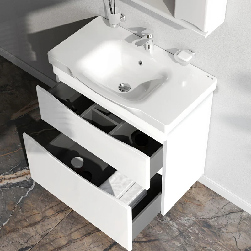 Тумба под раковину 80 AM.PM Like M80FSX0802WG напольная белый глянец