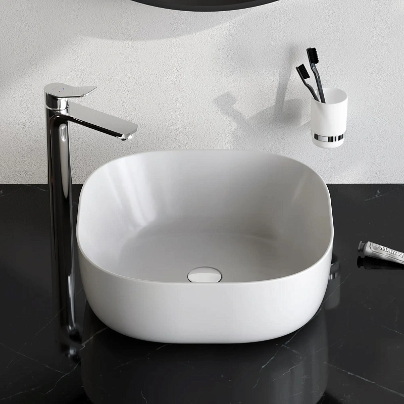 Раковина накладная 43 AM.PM Struktura M9SWCC30430WG белая глянцевая