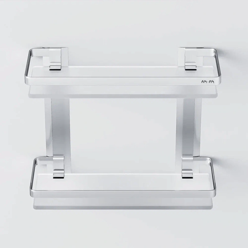 Полка в ванную AM.PM Sense L A7455200 двухъярусная, серебристый металл, стекло