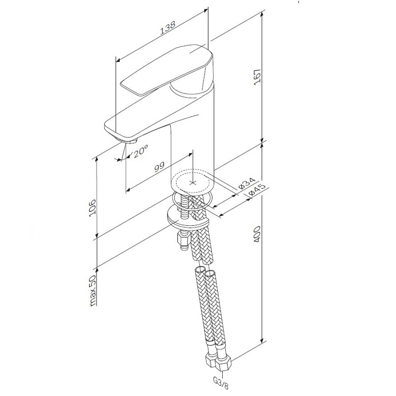 Смеситель для раковины (умывальника) AM.PM Gem F90A02122 черный