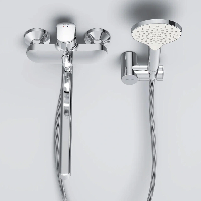 Смеситель для ванны и душа AM.PM Like F8095000 длинный излив, душевая лейка, шланг 1750, хром