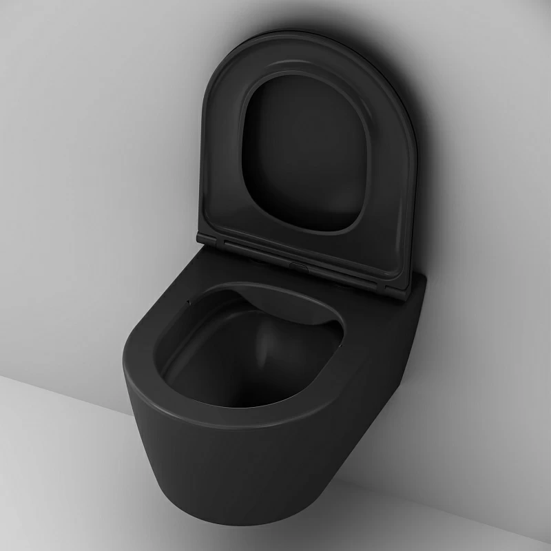 Унитаз подвесной AM.PM Func C8F1700MBSC (глубина 49 см) безободковый с сиденьем микролифт, черный матовый