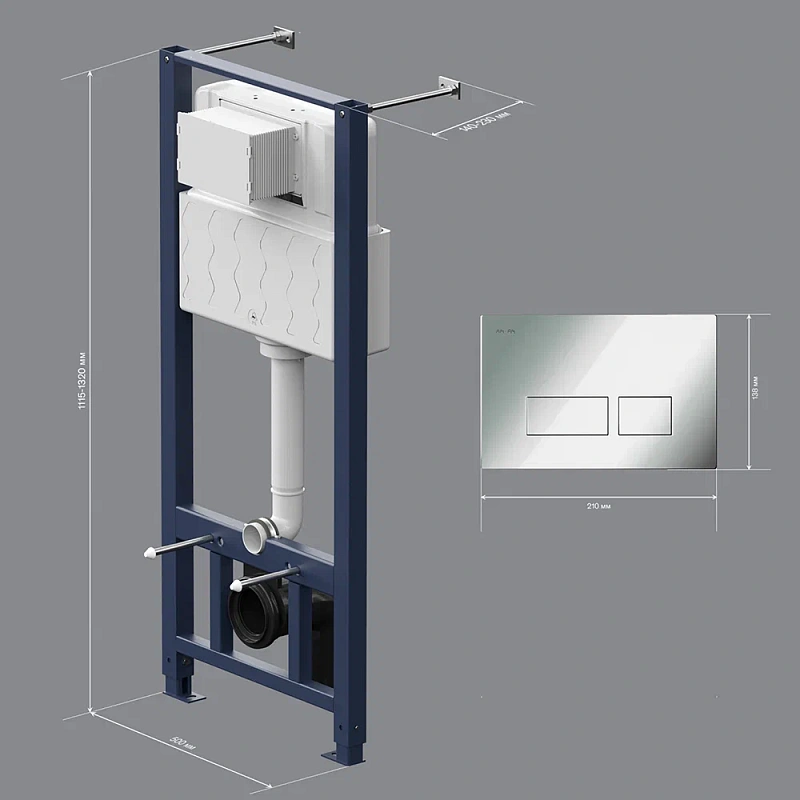 Инсталляция для подвесного унитаза AM.PM Pro I012704.7051 с пневм. клавишей хром