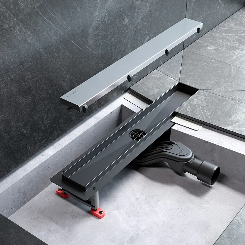 Душевой трап (лоток) 50 AM.PM MasterFlow W01SC-U11-050-04SB комбинированный затвор со стальной матовой решеткой под плитку