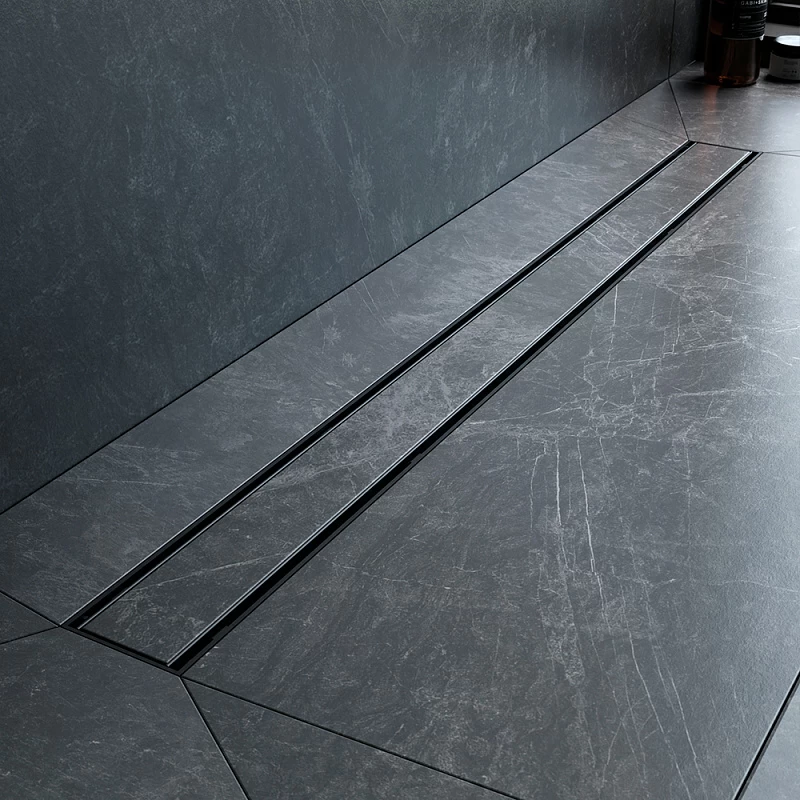 Душевой трап (лоток) 90 AM.PM PrimeFlow W02SC-U11-090-04BM комбинированный затвор с черной матовой решеткой под плитку