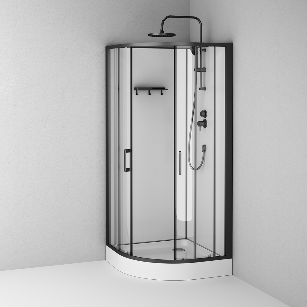 Душевая кабина 90x90 см, без гидромассажа Above W9XC-401-9090BT, Черный, белый, прозрачное