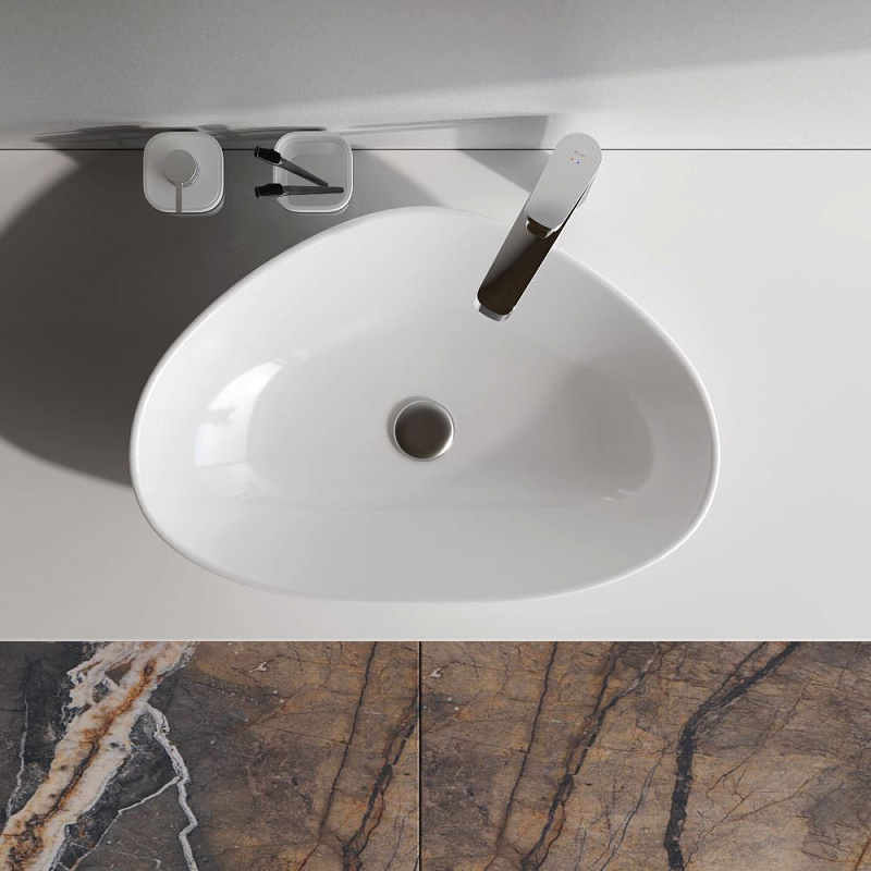 Раковина накладная 60 AM.PM Func M8FWCC50600WG ассиметричная белая