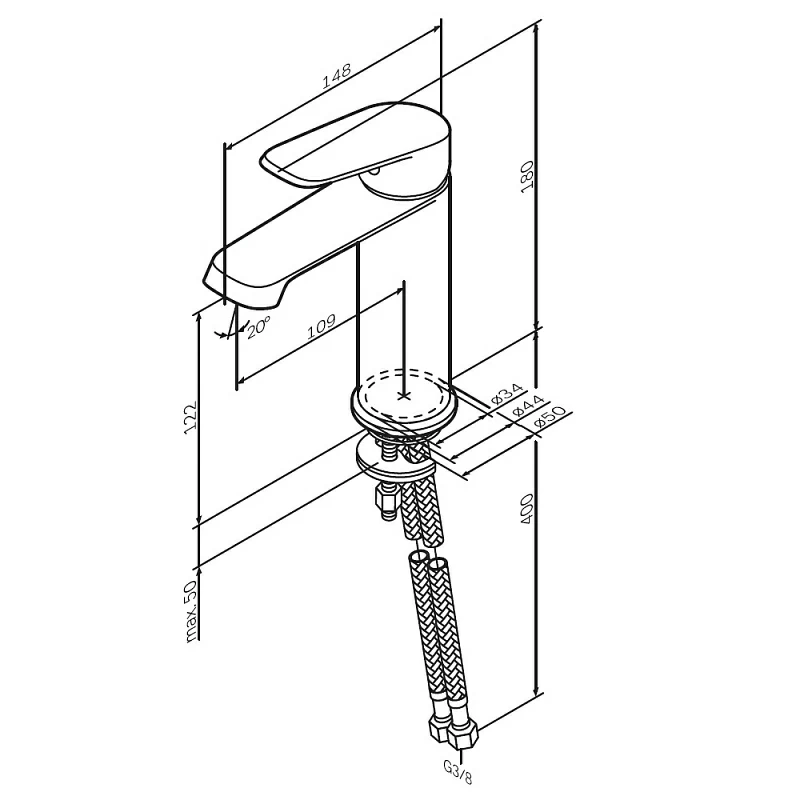 Смеситель для раковины (умывальника) AM.PM Func F8F02100 хром