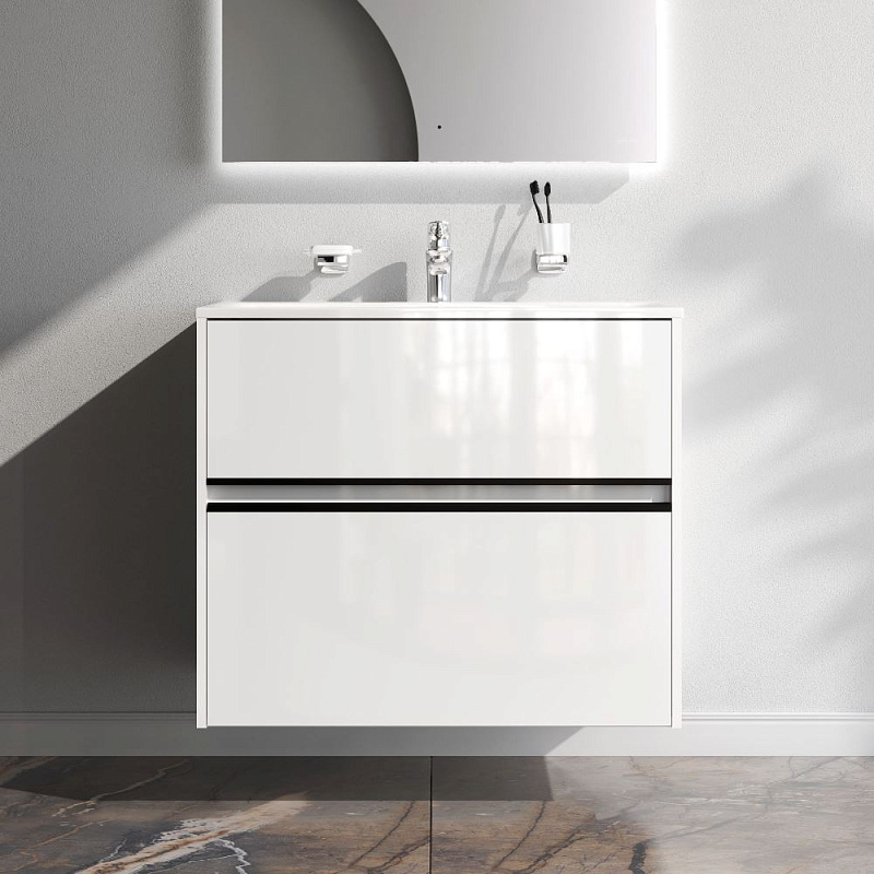 Тумба под раковину 80 AM.PM Sense M7BFUX0802WG подвесная/напольная на ножках, белый глянец